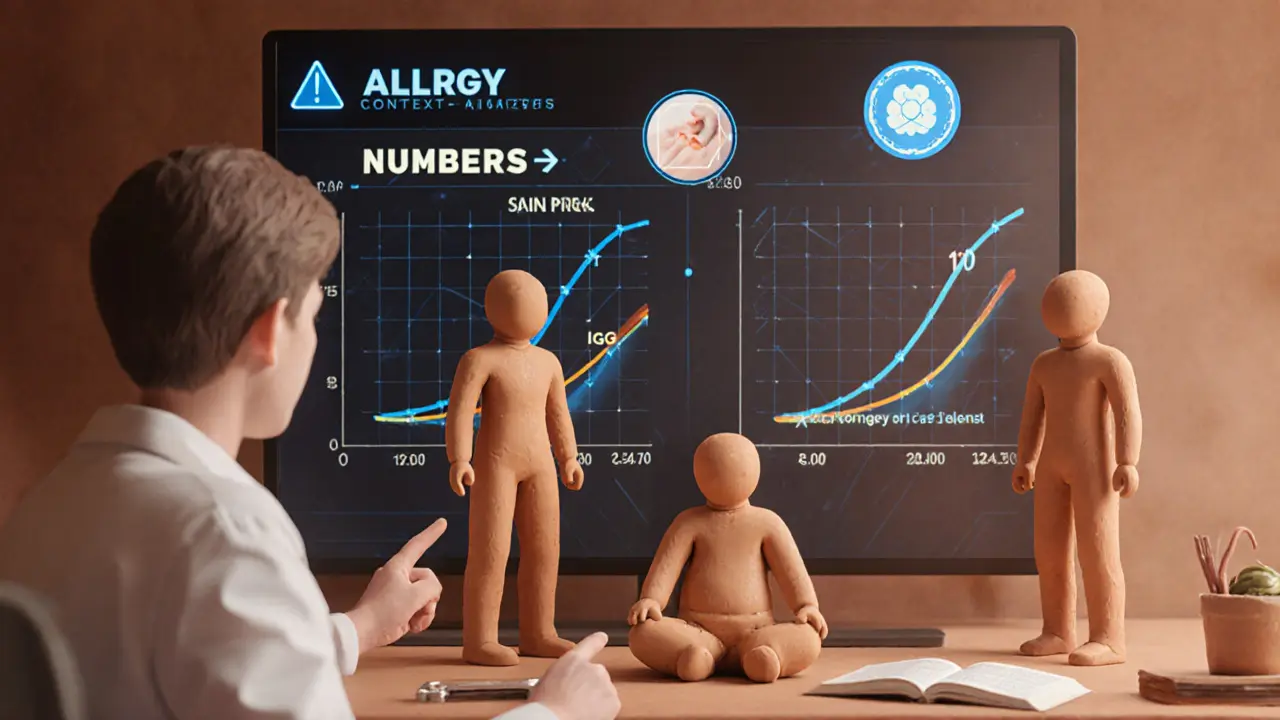 Футуристическая панель с персонализированными иммуноглобулинами и ИИ, предсказывающим аллергии, в стиле пластилина.