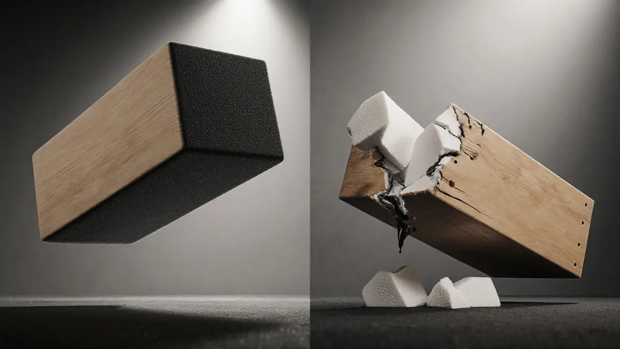 Сравнение прочного и разваливающегося плиобокса при прыжке.