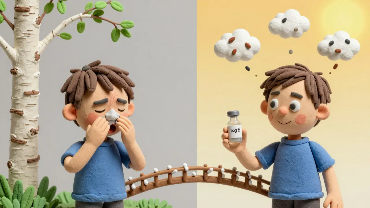 Ребенок до и после иммунотерапии: слева — симптомы аллергии, справа — здоровье и защитные антитела.