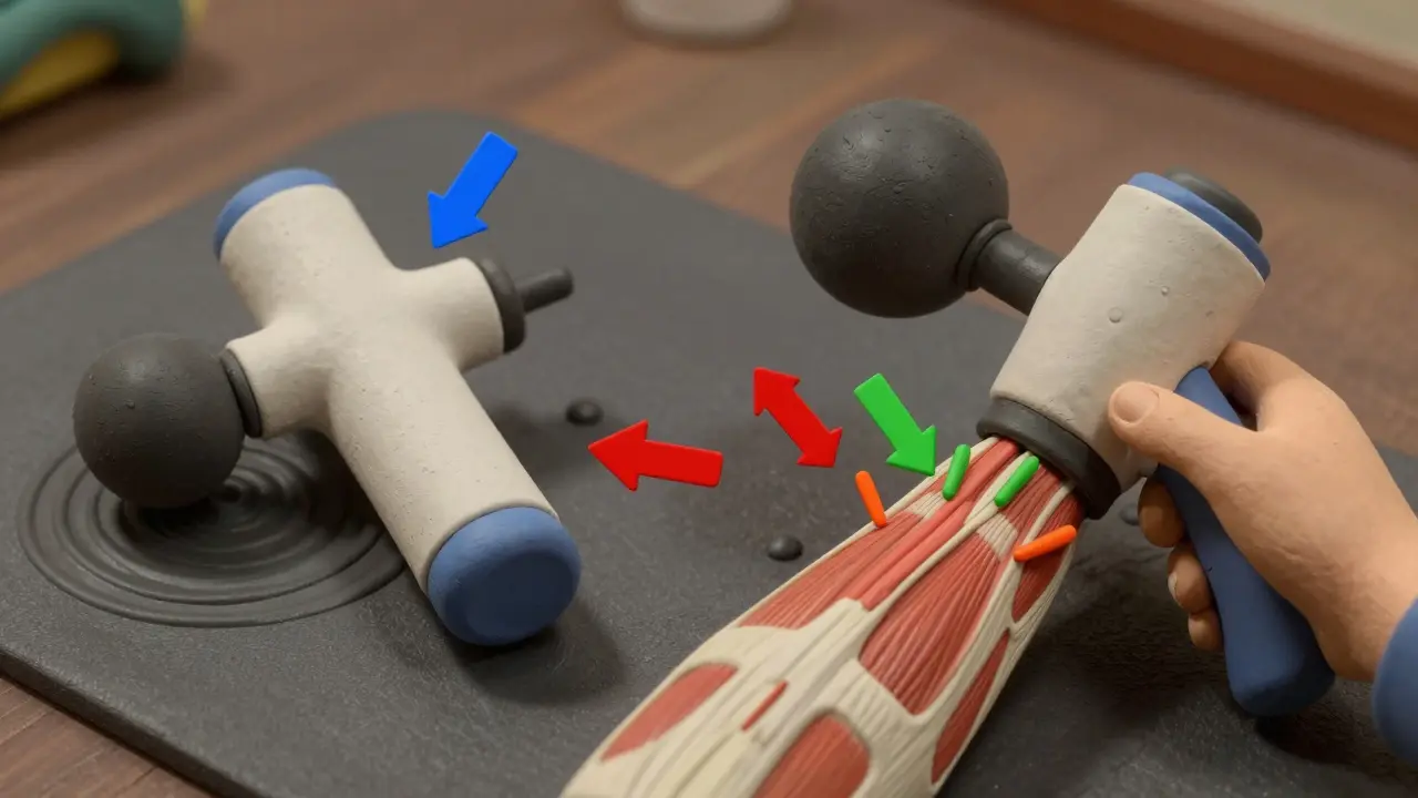 Сравнение вибрационного и перкуссионного массажеров: глубокое проникновение ударов против поверхностного воздействия.