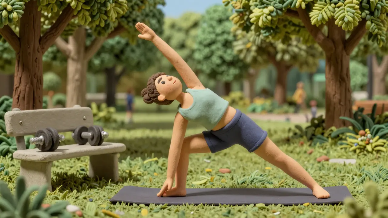 Легкая йога в парке в день отдыха от тренировок