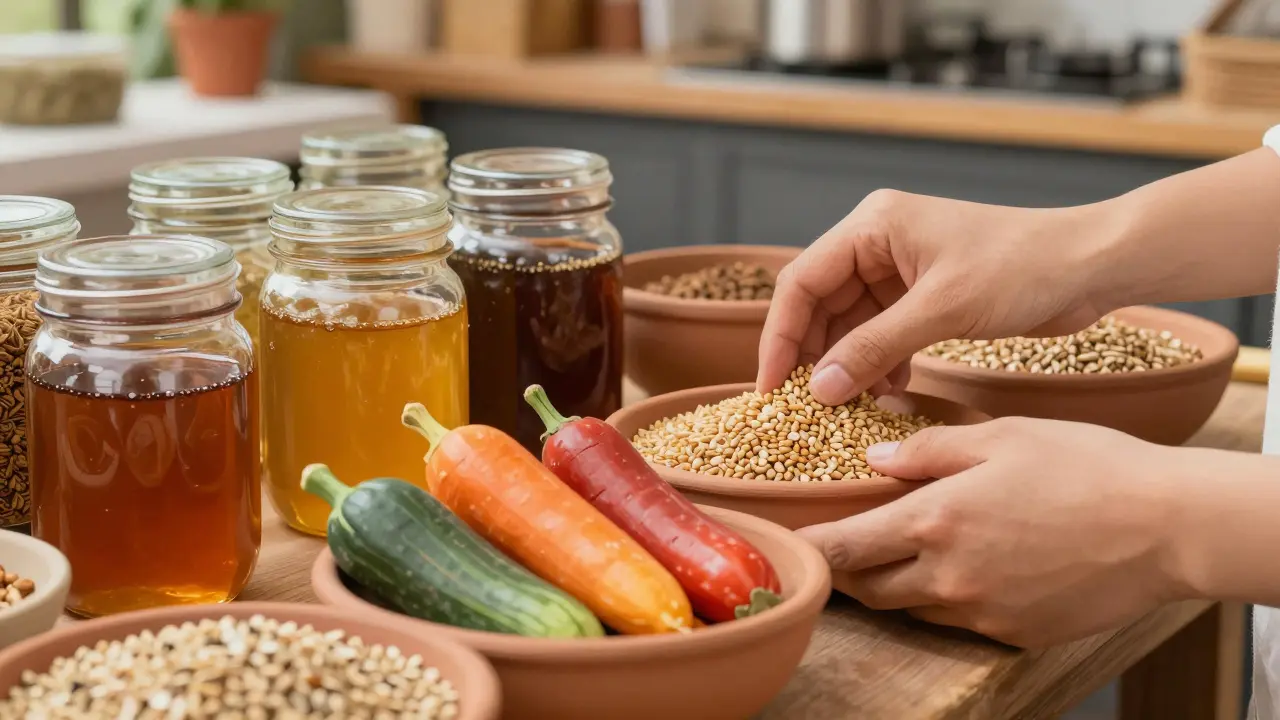 Руки выбирают здоровые ингредиенты в стиле глиняной анимации