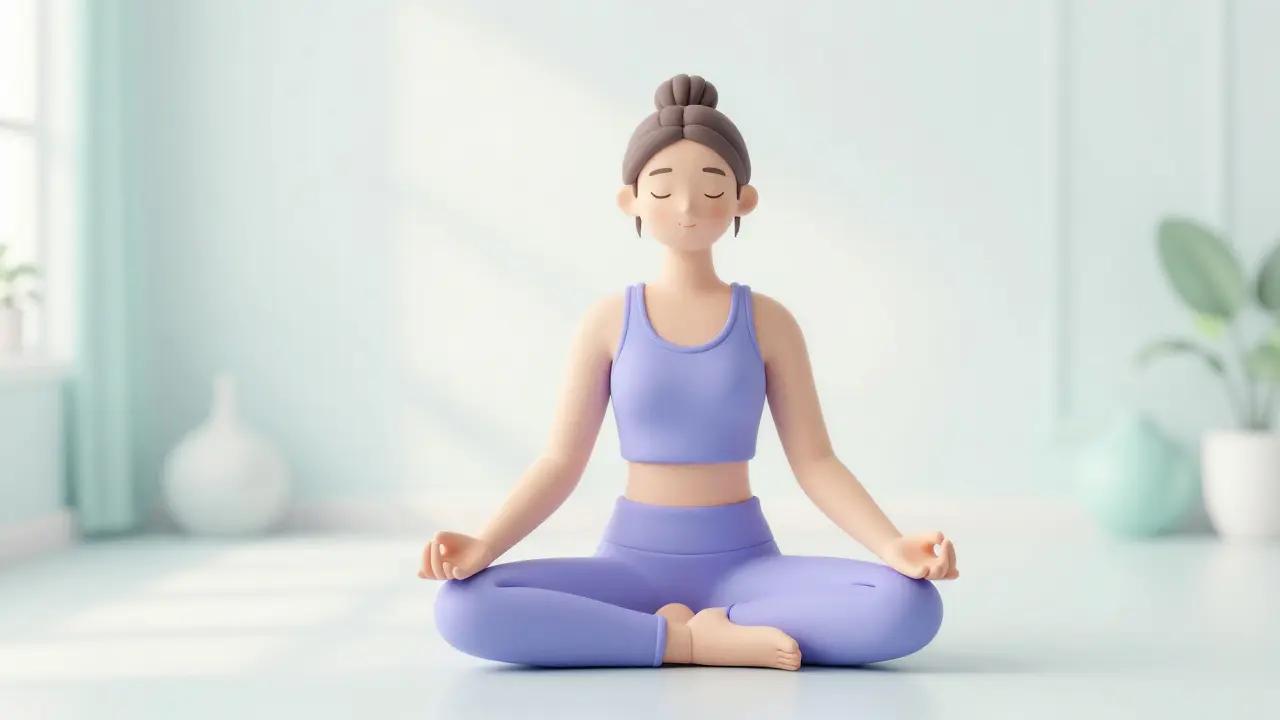 Человек в медитативной позе после тренировки в стиле пластилиновой иллюстрации