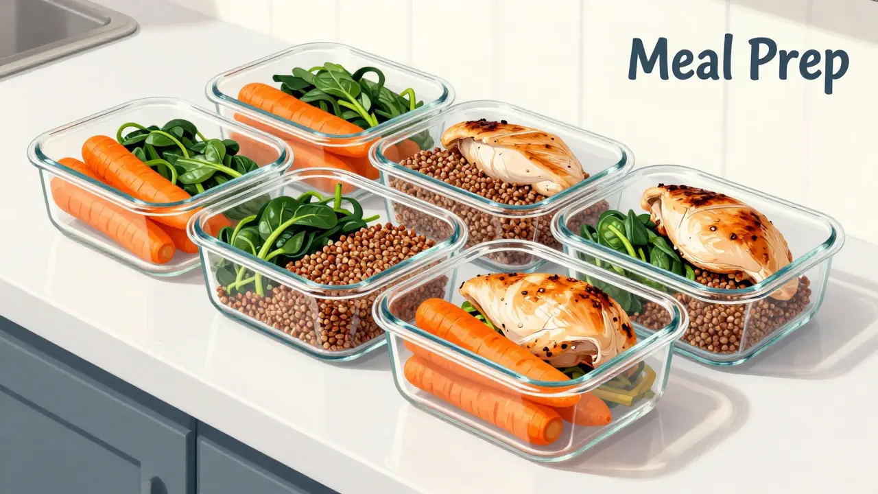 Контейнеры с заготовками полезной еды в стиле пластилинового моделирования