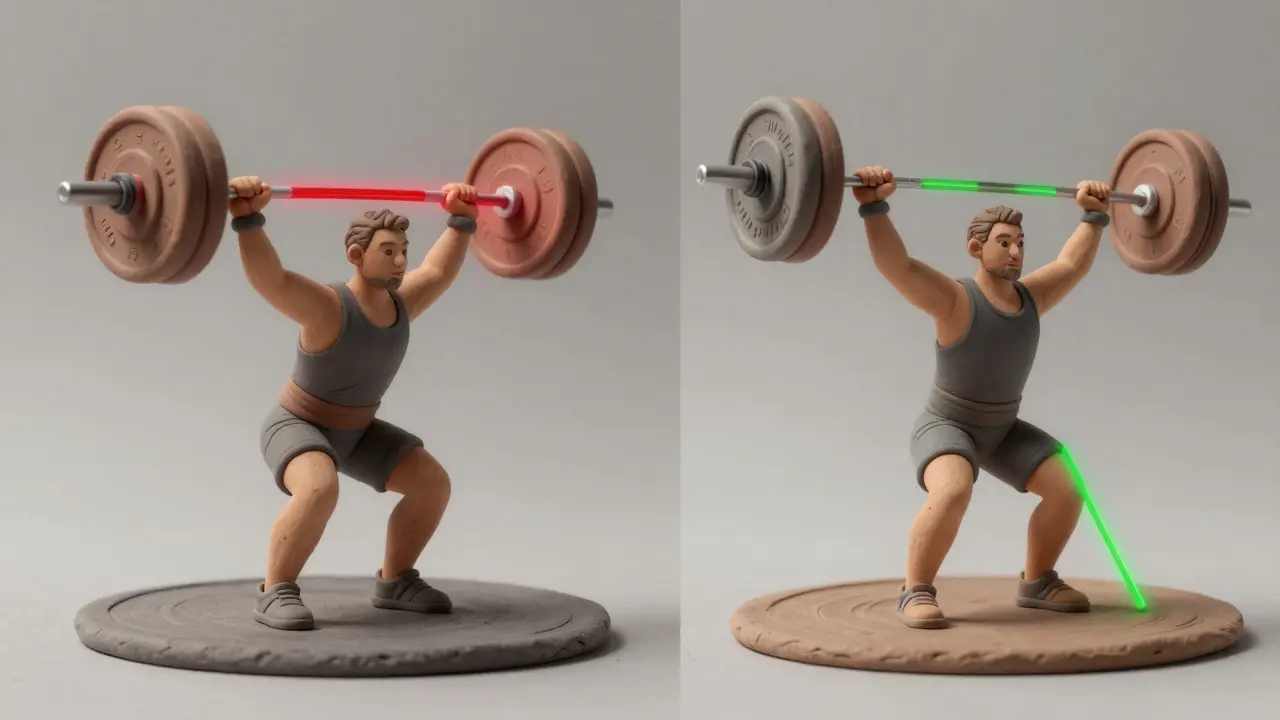 Сравнение правильной и неправильной техники становой тяги в пластилиновом стиле