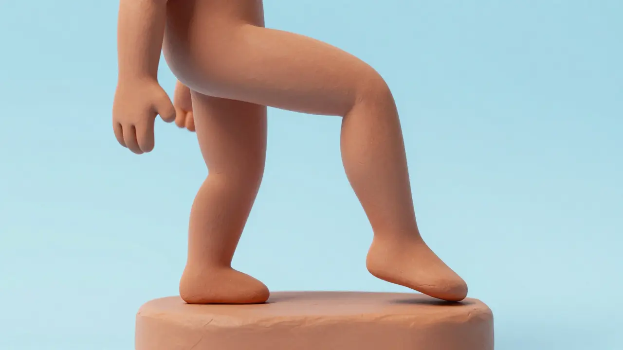 Стилизованный персонаж делает подъемы на носки стоя