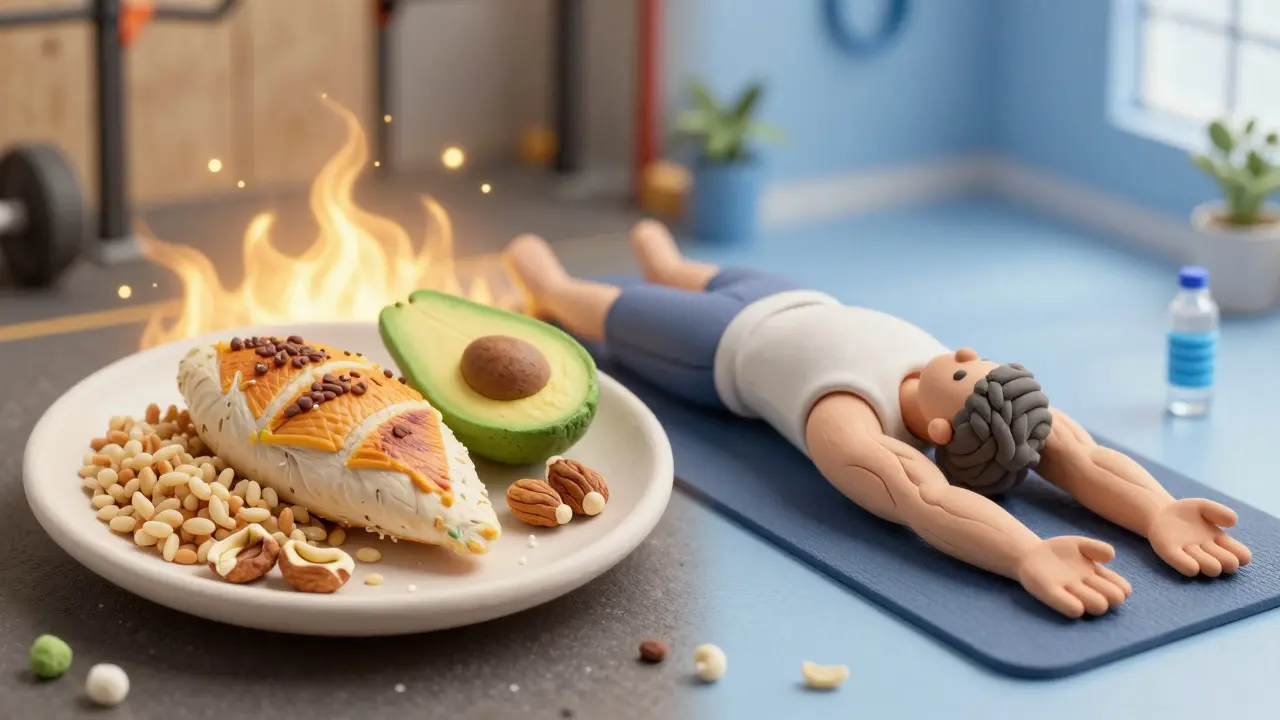 Правильное питание и восстановление для кроссфита в виде пластилиновых фигур