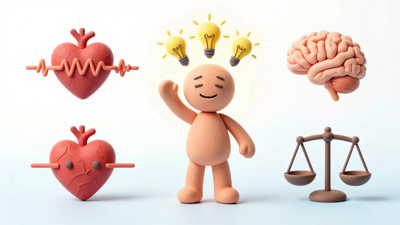 Счастливая глиняная фигура с символами здоровья