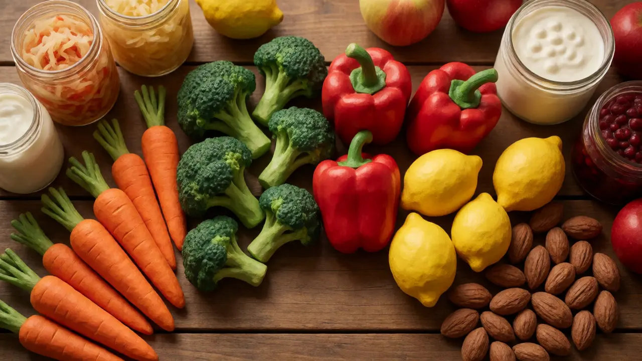 Разнообразные овощи и ферментированные продукты из глины