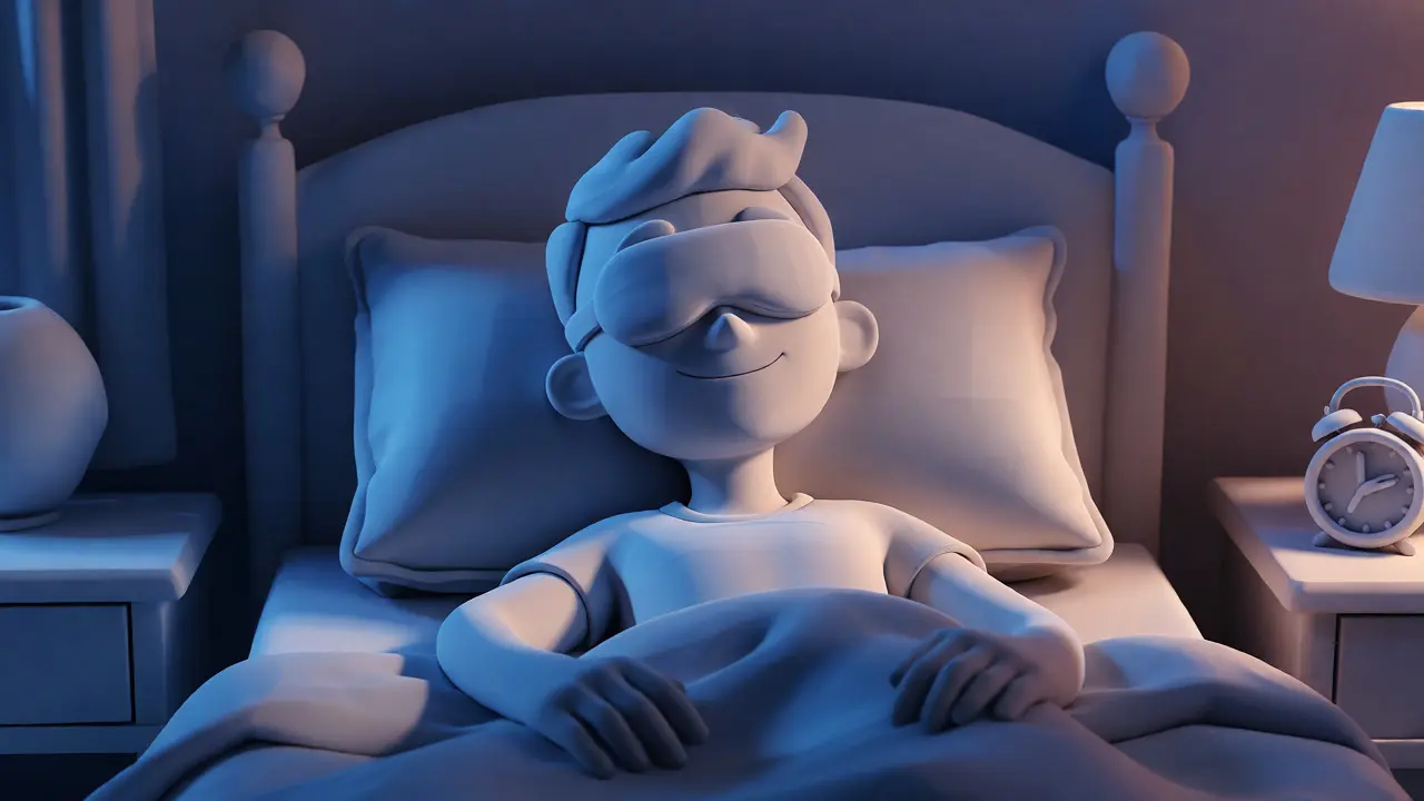 Спортсмен спит в темной комнате без гаджетов, стиль clay render